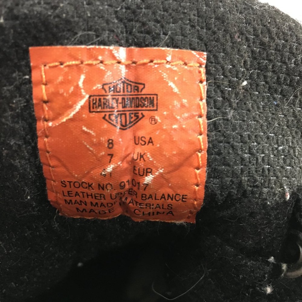Harley Davidson 8 Black Leather Motorcycle Ankle Boots 91017 - Picture 7 of 9